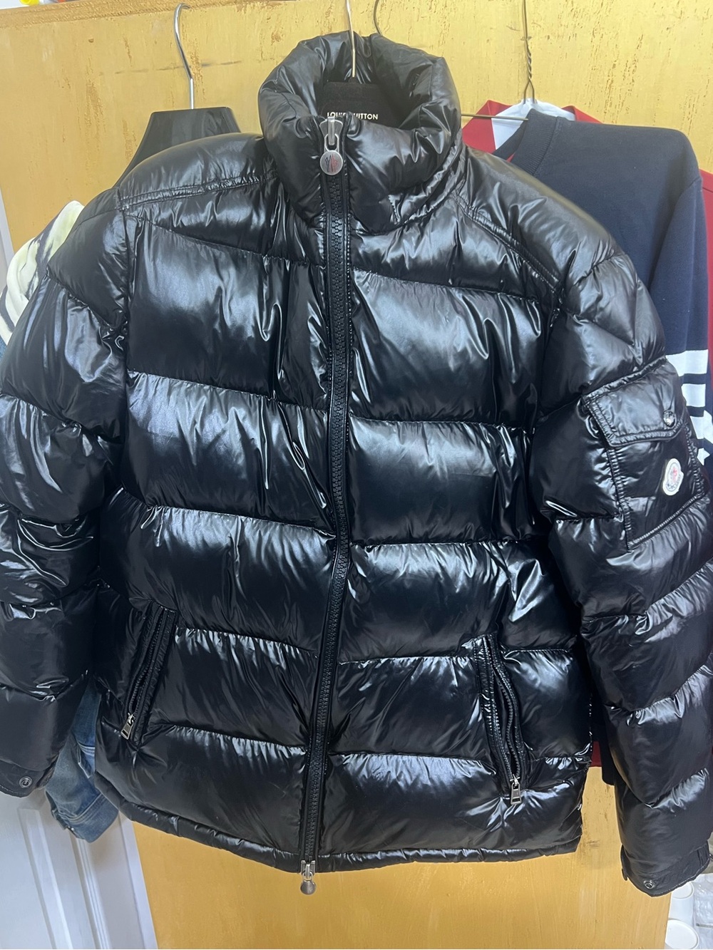 Moncler Glossy Black Quilted Down Jacket (No Hood)